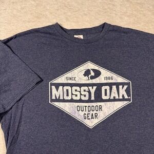 Delta Pro Weight Men's XL Blue Heather Mossy Oak Outdoor Graphic T-Shirt